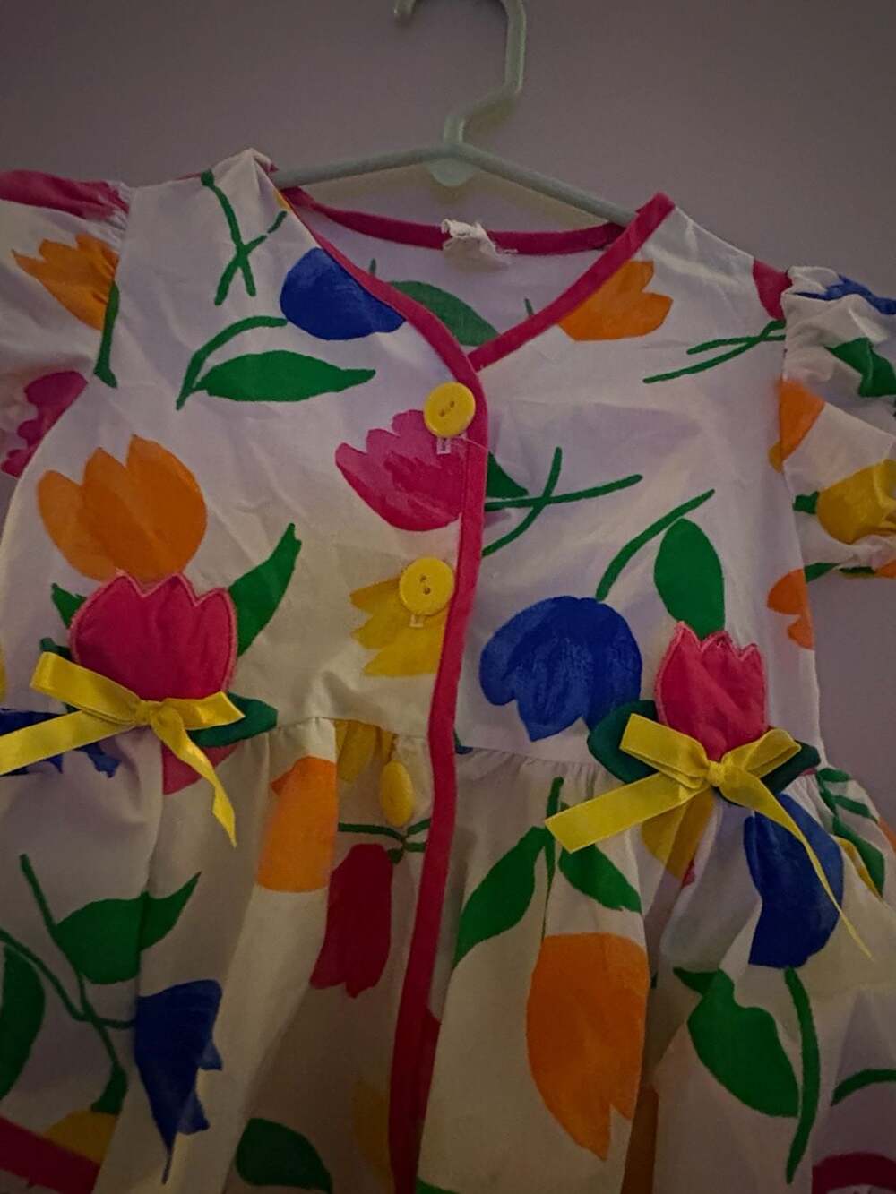 Vintage Baby Togs Tulip Print Bubble Romper Sunsuit with Peplum Ruffle - Picture 2 of 4